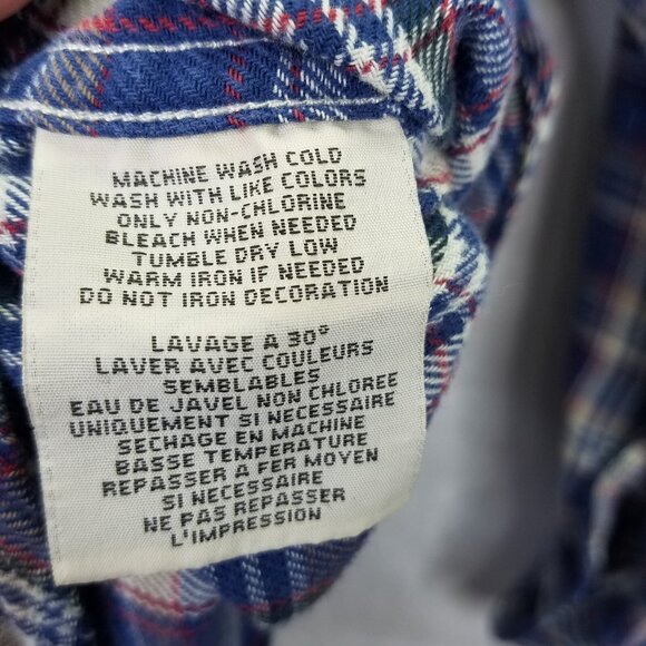 DENIM & SUPPLY Polo Ralph Lauren Button Up Shirt Men L Plaid Blue Flannel Cotton - Picture 8 of 11